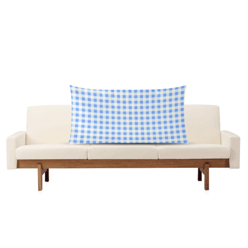 Sky Blue Gingham Rectangle Pillow Case 20"x36"(Twin Sides)