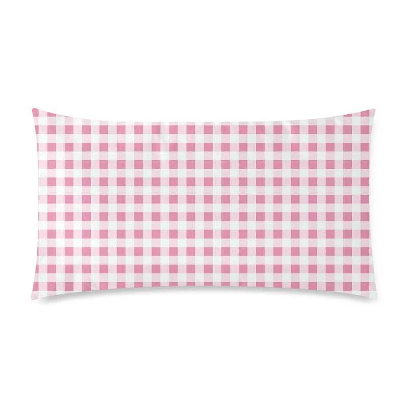 Petal Pink Gingham Rectangle Pillow Case 20"x36"(Twin Sides)