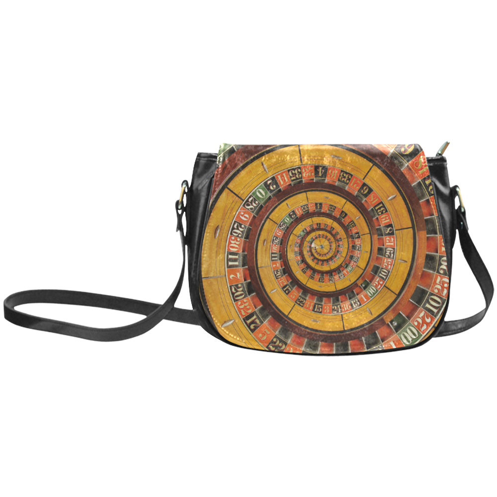 Casino Roullette Wheel Spiral Droste Classic Saddle Bag/Large (Model 1648)