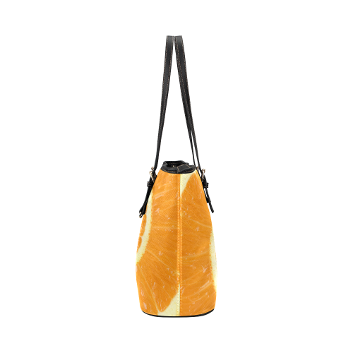 Citrus Orange Spiral Droste Leather Tote Bag/Small (Model 1651)