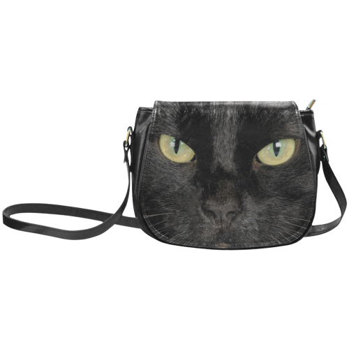 Black Cat Face Portrait Classic Saddle Bag/Small (Model 1648)