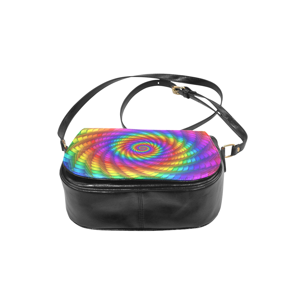 Pyschedelic Rainbow Spiral Classic Saddle Bag/Small (Model 1648)