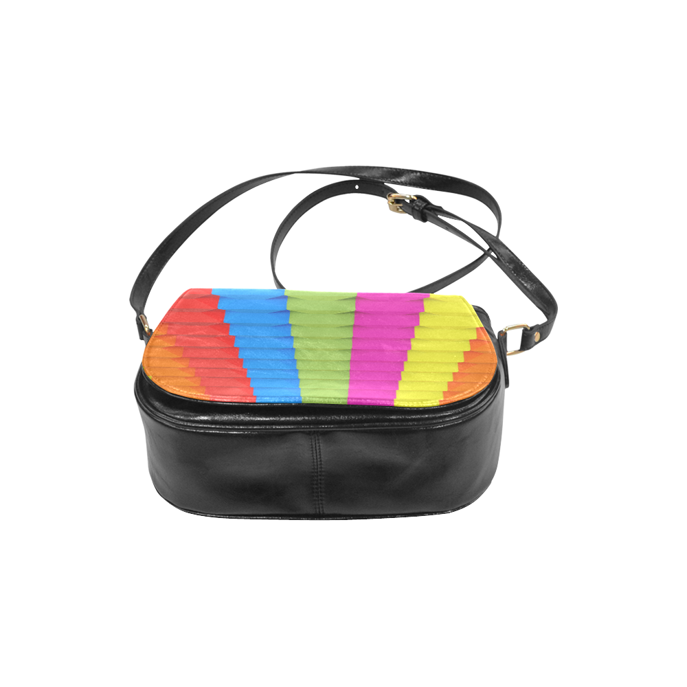 Abstract Geometric 3d Colorful Blocks Classic Saddle Bag/Small (Model 1648)