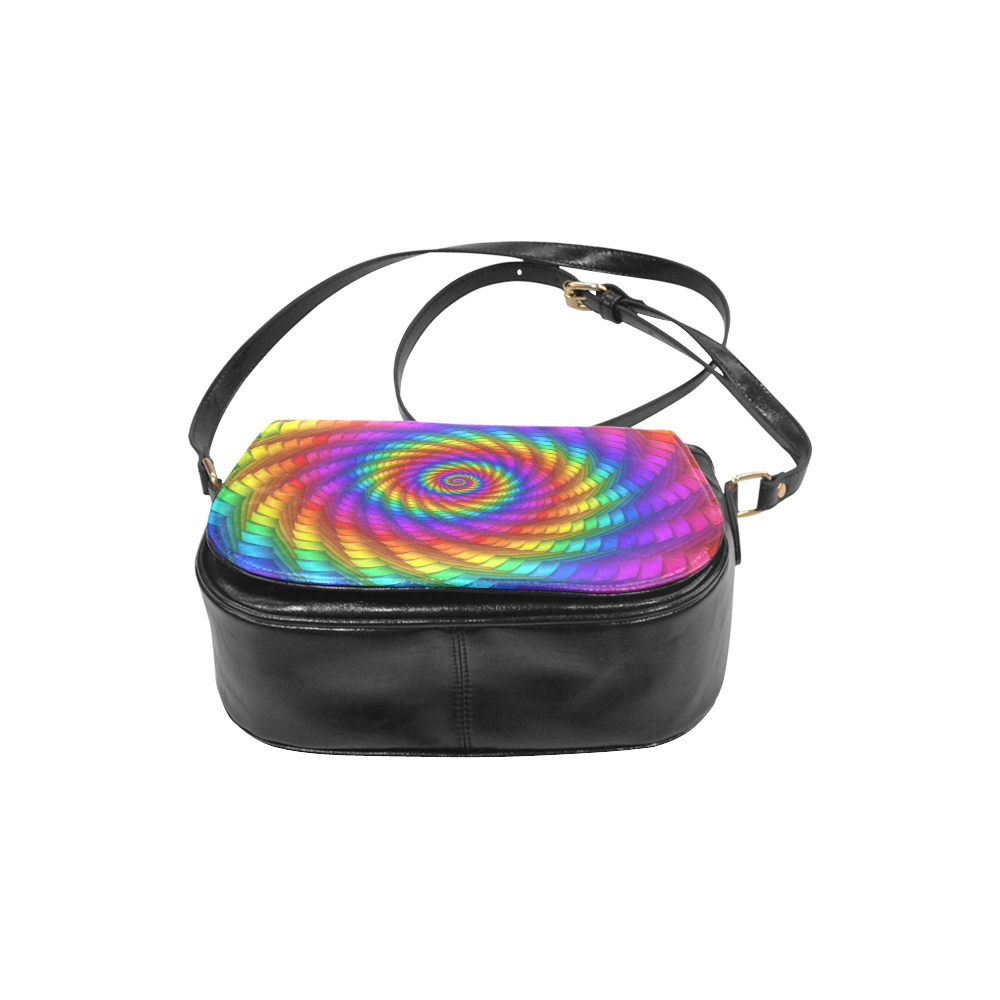 Pyschedelic Rainbow Spiral Classic Saddle Bag/Large (Model 1648)
