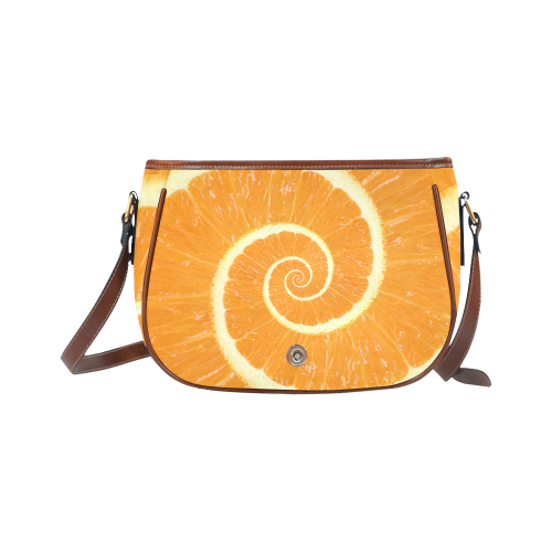 Citrus Orange Spiral Droste Saddle Bag/Small (Model 1649) Full Customization