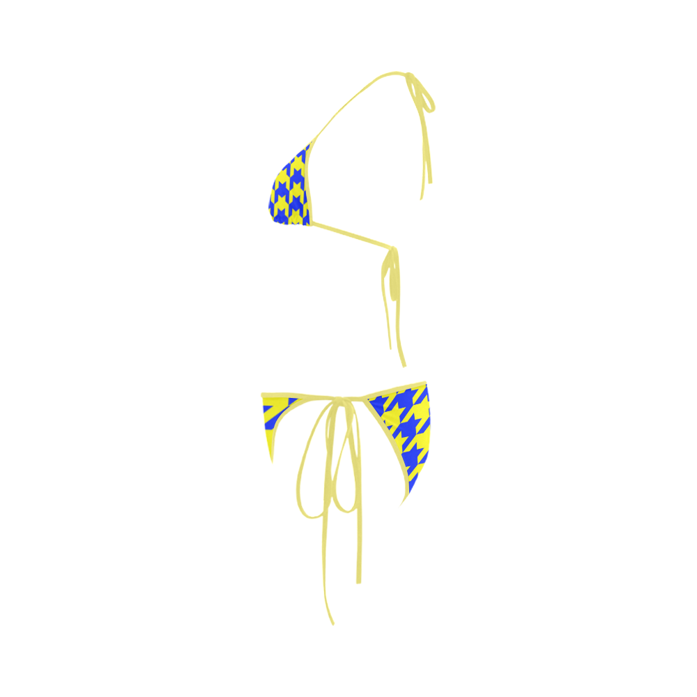 houndstooth 2 blue Custom Bikini Swimsuit
