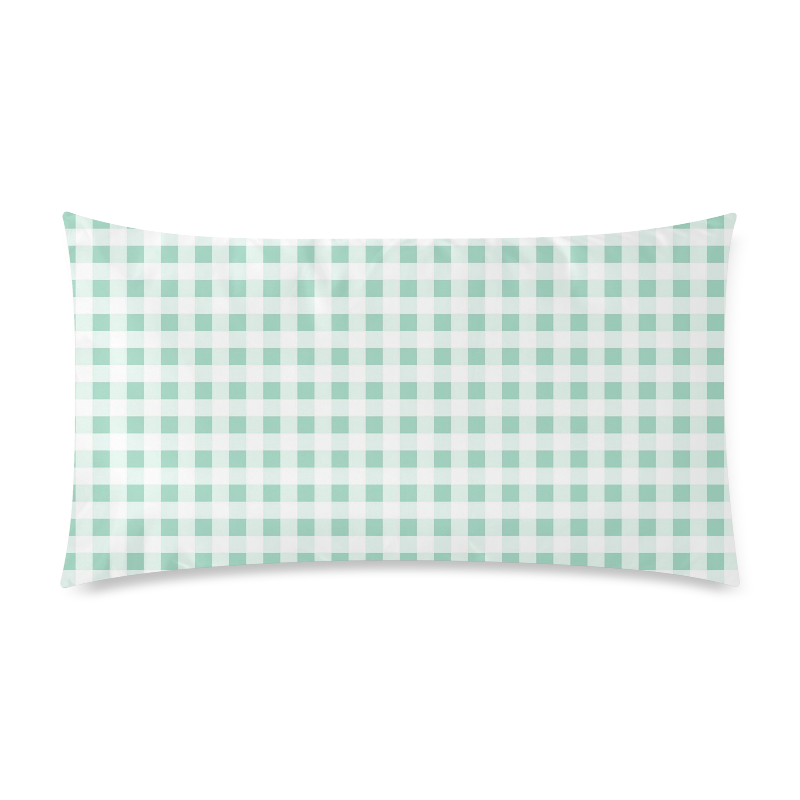 Mint Green Gingham Rectangle Pillow Case 20"x36"(Twin Sides)