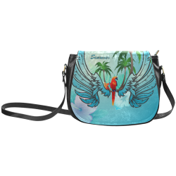Summer, cute parrot Classic Saddle Bag/Large (Model 1648)