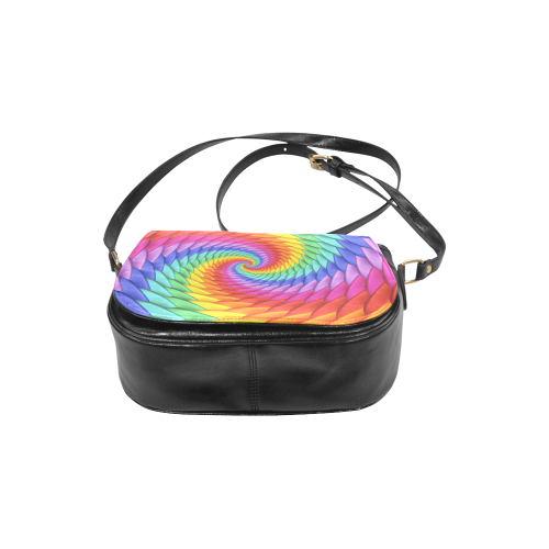 Pyschedelic Rainbow Spiral Classic Saddle Bag/Small (Model 1648)