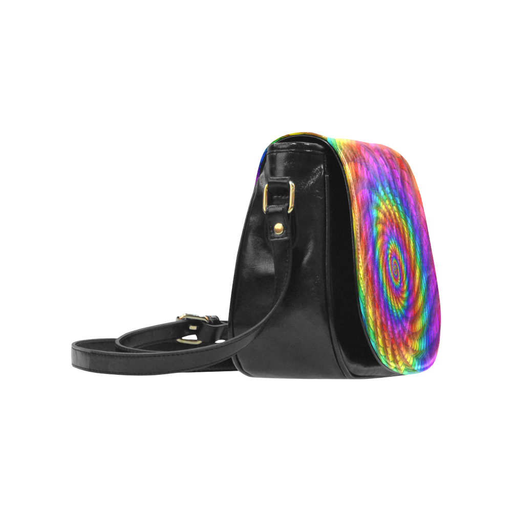 Pyschedelic Rainbow Spiral Classic Saddle Bag/Small (Model 1648)