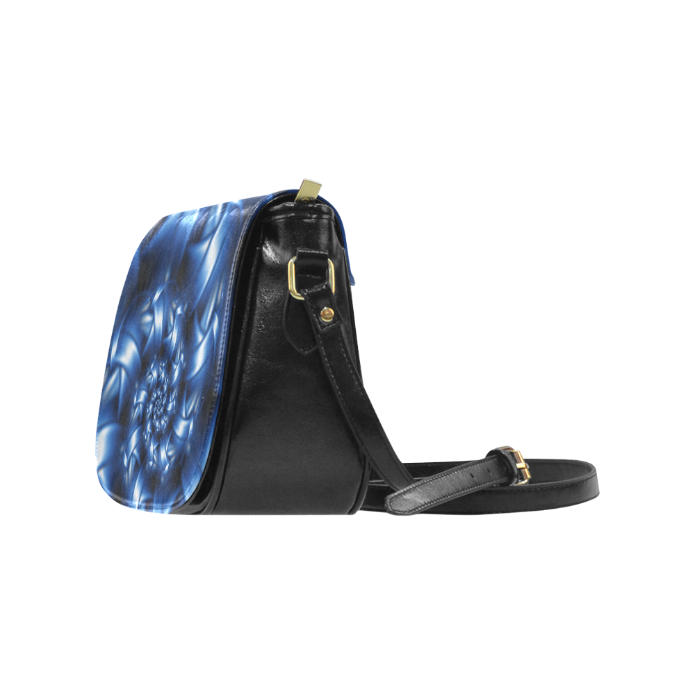 Glossy Blue Spiral Fractal Classic Saddle Bag/Small (Model 1648)