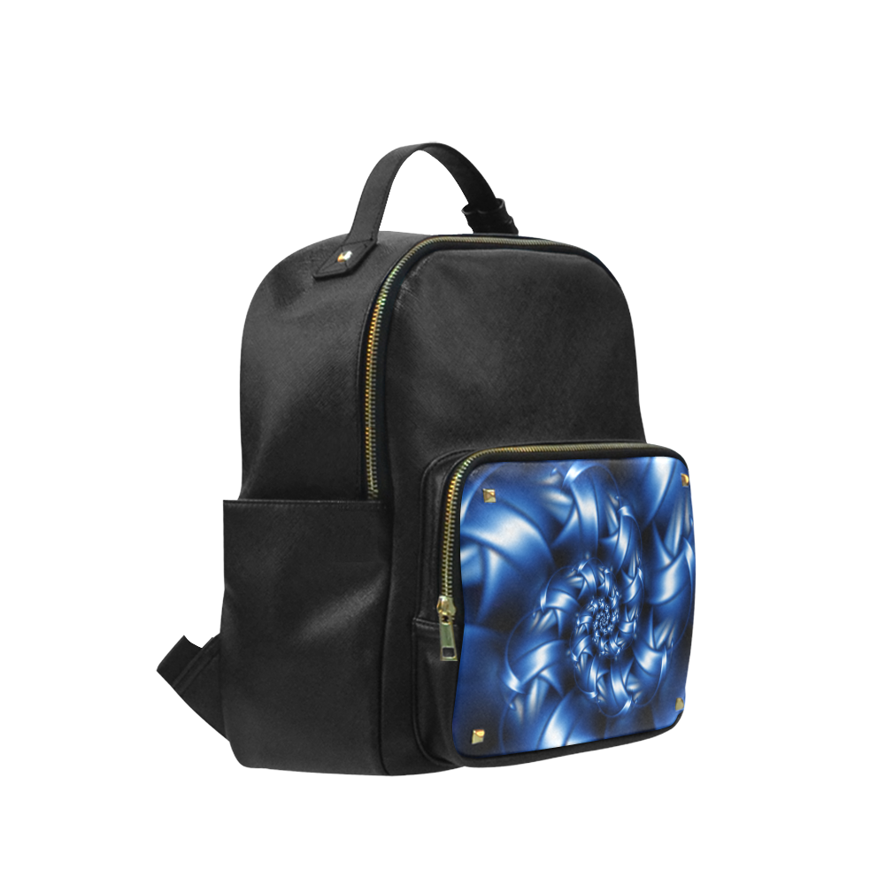 Glossy Blue Spiral Fractal Campus backpack/Large (Model 1650)