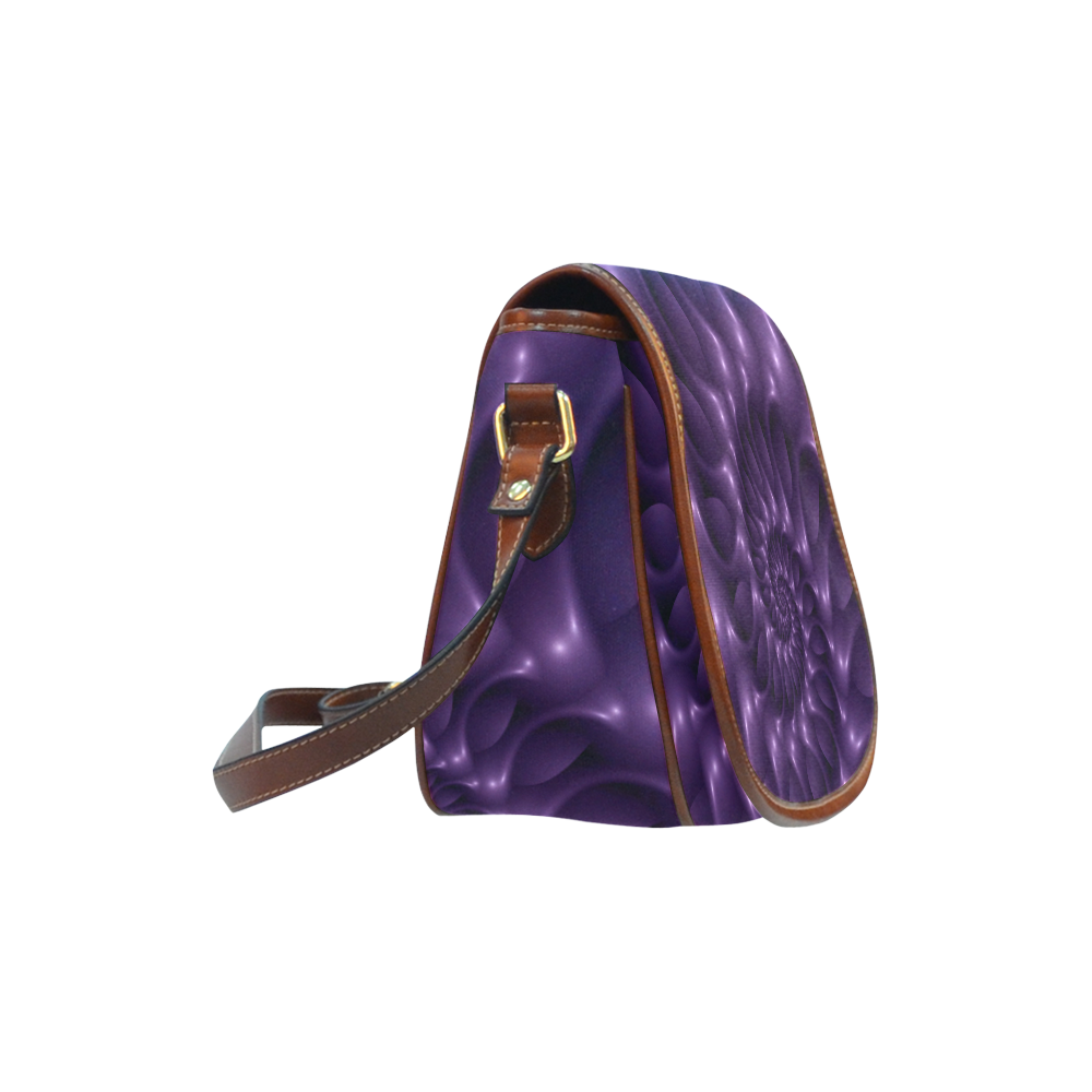 Glossy Purple Spiral Fractal Saddle Bag/Large (Model 1649)