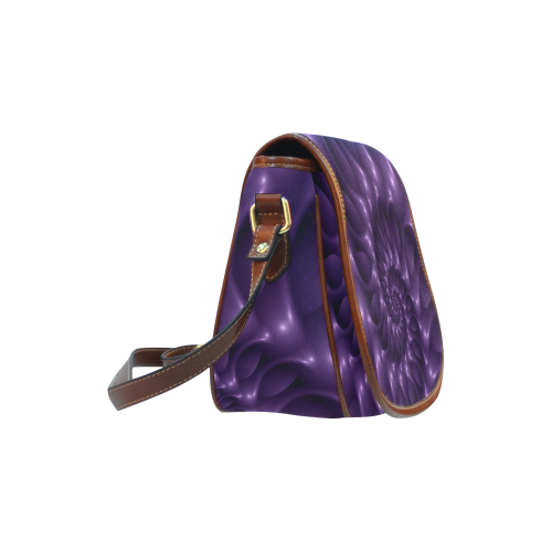 Glossy Purple Spiral Fractal Saddle Bag/Large (Model 1649)