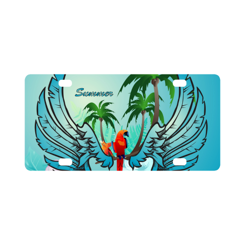 Summer, cute parrot Classic License Plate