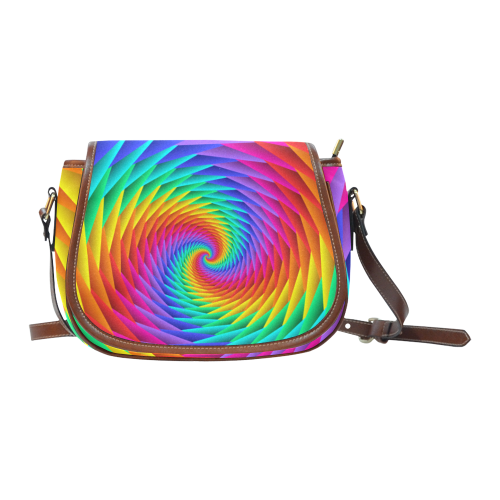 Pyschedelic Rainbow Spiral Saddle Bag/Small (Model 1649) Full Customization