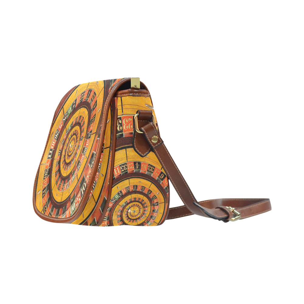 Casino Roullette Wheel Spiral Droste Saddle Bag/Large (Model 1649)