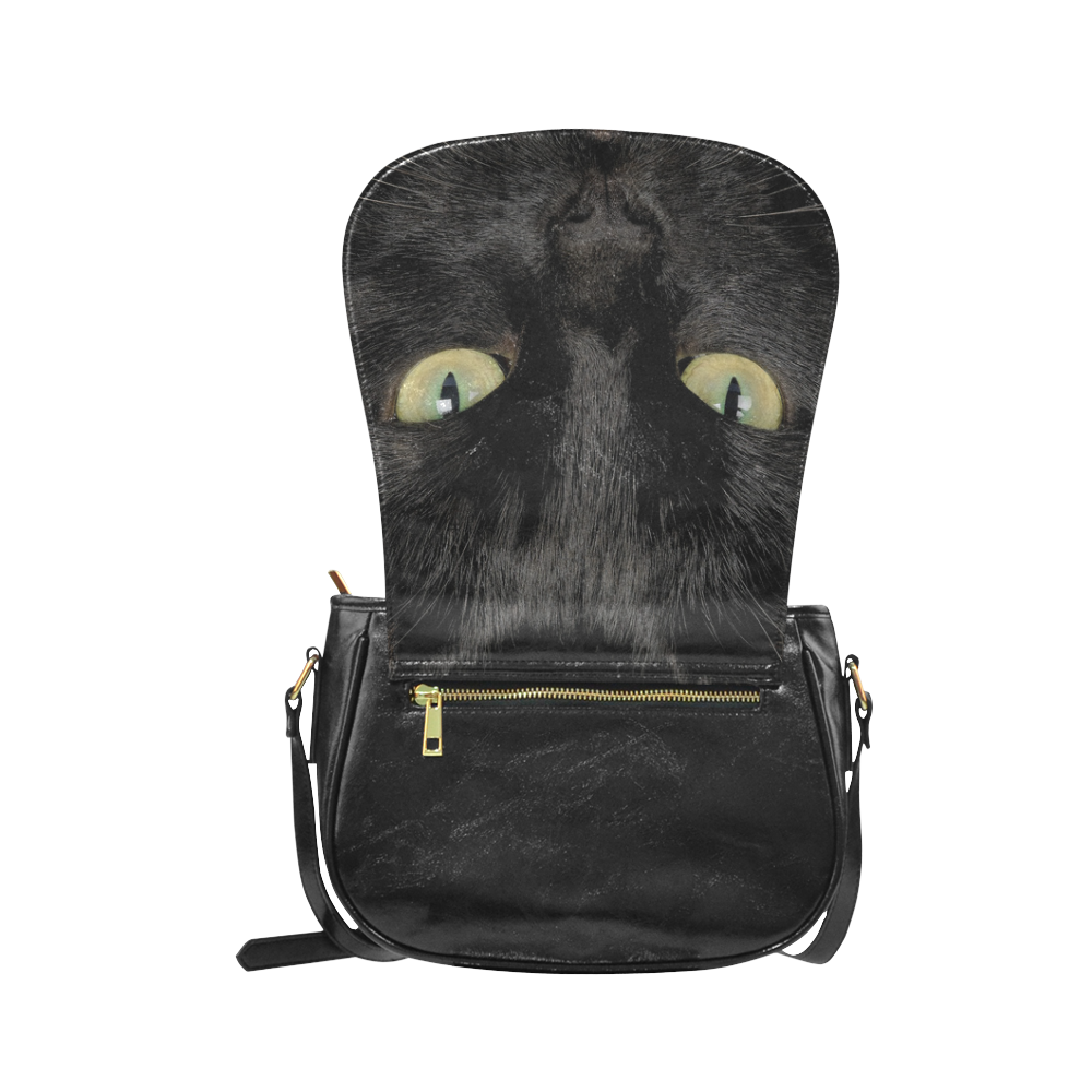 Black Cat Face Portrait Classic Saddle Bag/Small (Model 1648)