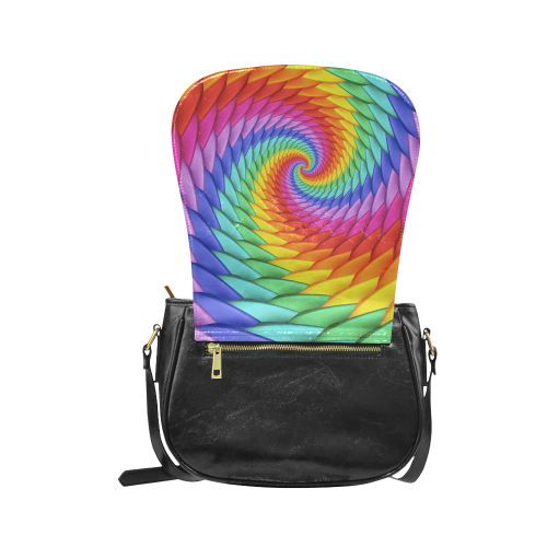 Pyschedelic Rainbow Spiral Classic Saddle Bag/Small (Model 1648)
