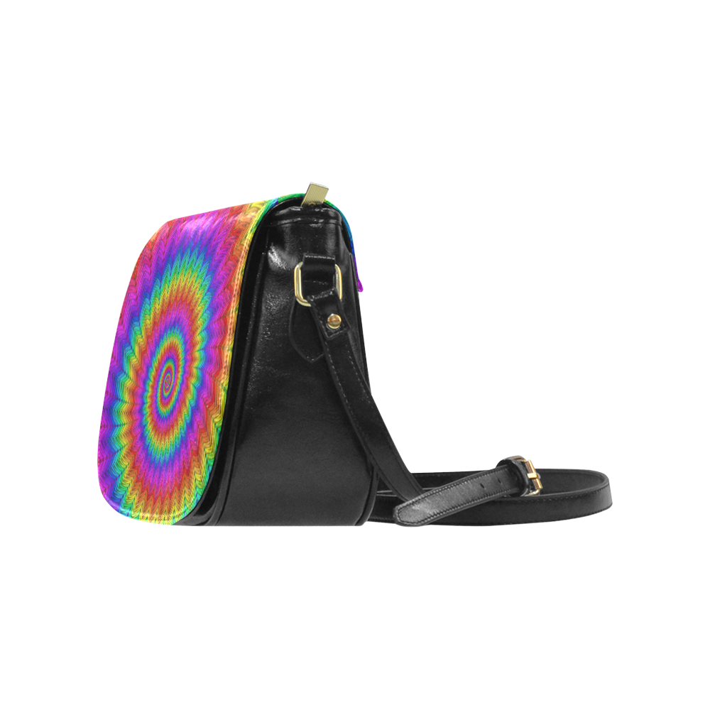 Psychedelic Rainbow Spiral Classic Saddle Bag/Small (Model 1648)