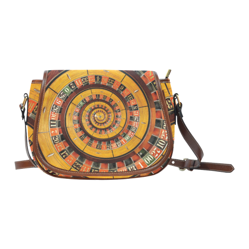 Casino Roullette Wheel Spiral Droste Saddle Bag/Large (Model 1649)