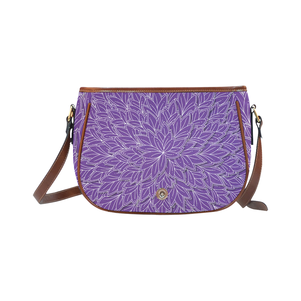 floating leaf pattern royal purple white Saddle Bag/Small (Model 1649) Full Customization