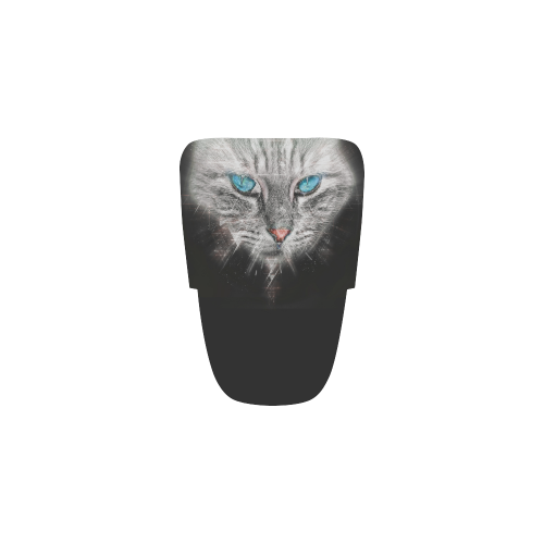 Silver Abstract Cat Face with blue Eyes Women’s Running Shoes (Model 020)