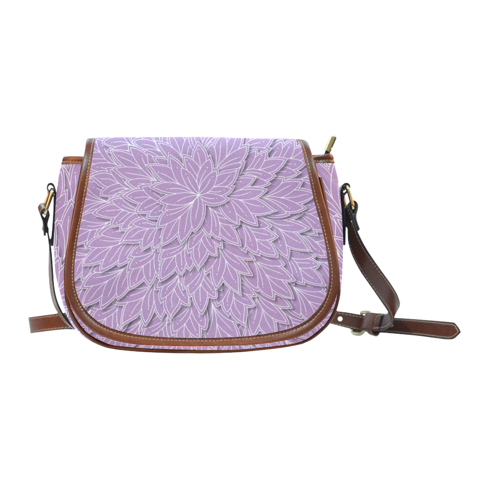 floating leaf pattern violet lilac white Saddle Bag/Small (Model 1649) Full Customization