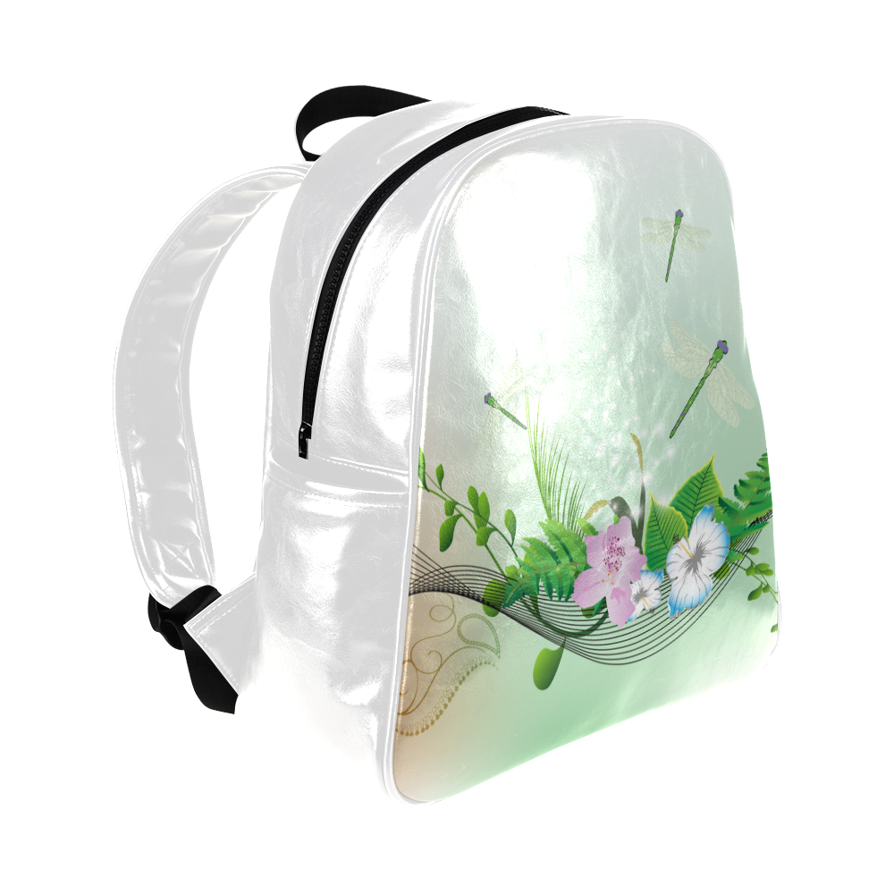 Flower power Multi-Pockets Backpack (Model 1636)