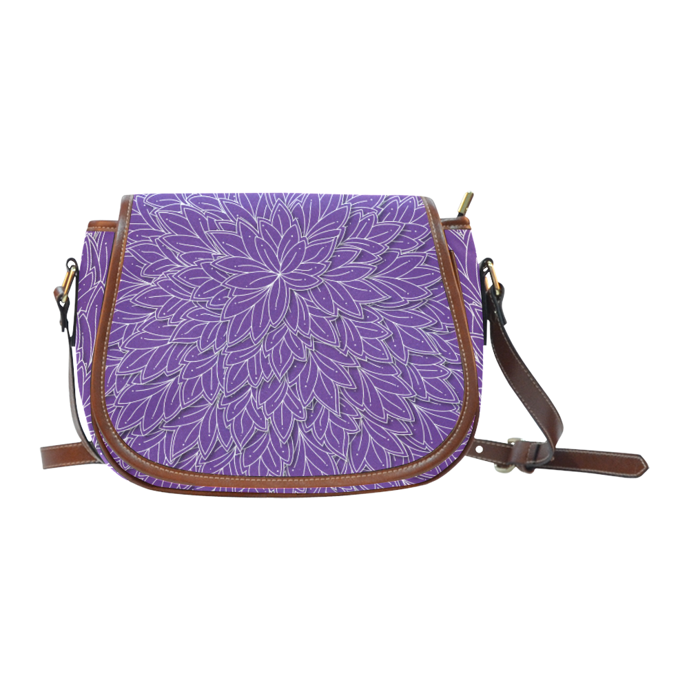 floating leaf pattern royal purple white Saddle Bag/Small (Model 1649) Full Customization
