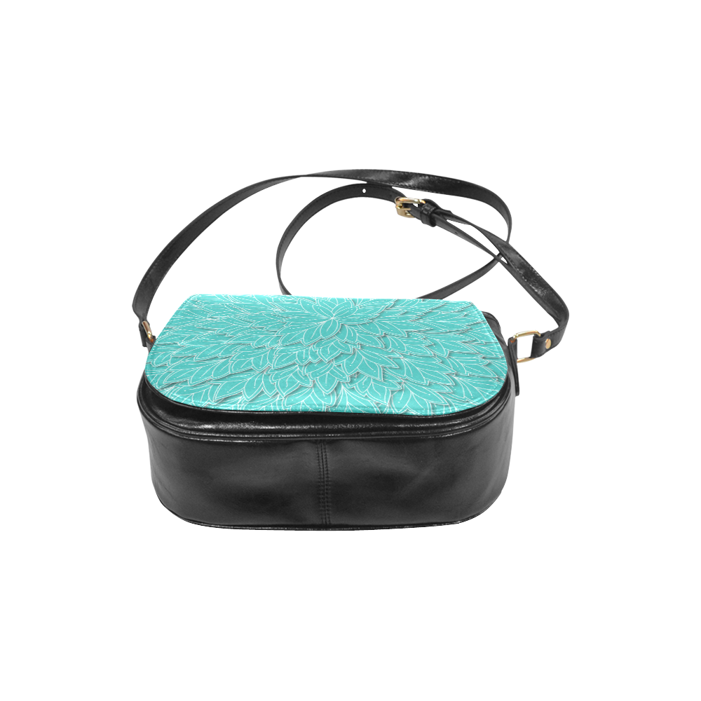 floating leaf pattern turquoise teal white Classic Saddle Bag/Small (Model 1648)