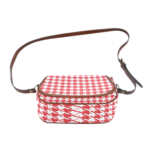 red and white houndstooth classic pattern Saddle Bag/Large (Model 1649)