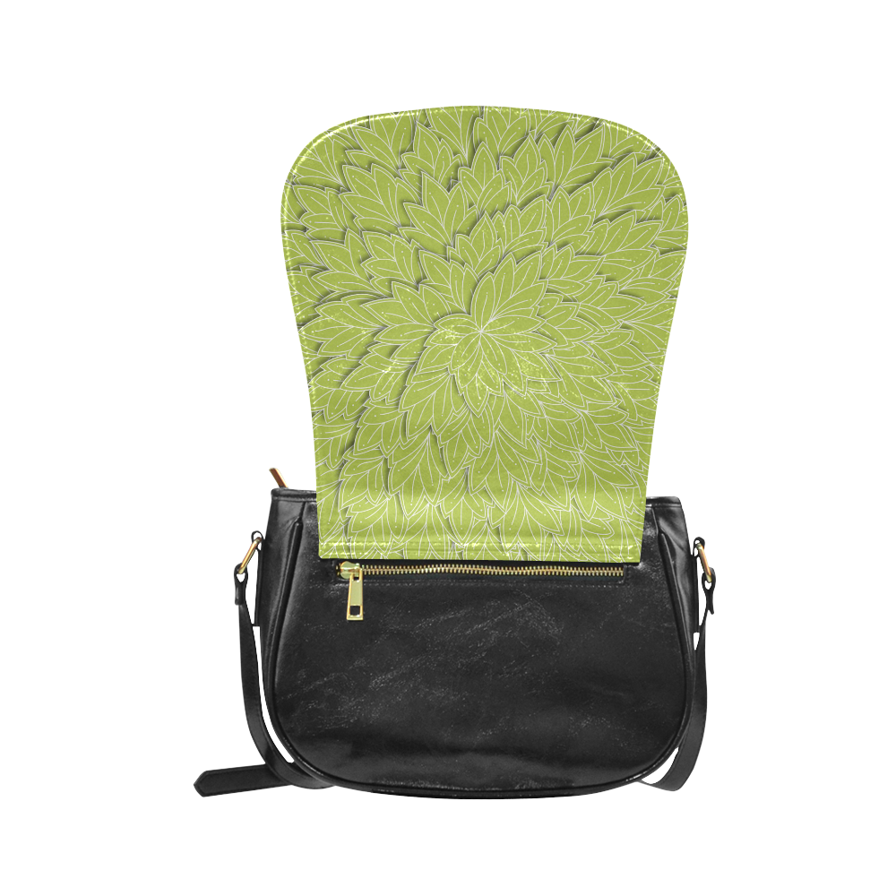 floating leaf pattern spring green white nature Classic Saddle Bag/Small (Model 1648)