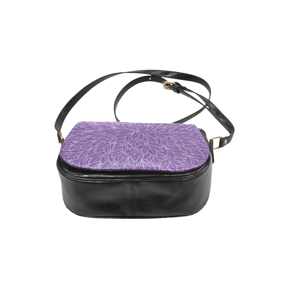 floating leaf pattern royal purple white Classic Saddle Bag/Small (Model 1648)