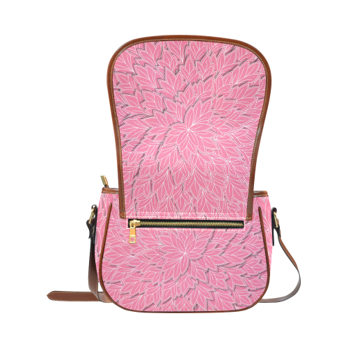 floating leaf pattern pink white Saddle Bag/Large (Model 1649)