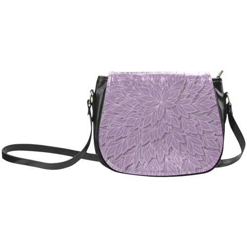 floating leaf pattern violet lilac white Classic Saddle Bag/Large (Model 1648)