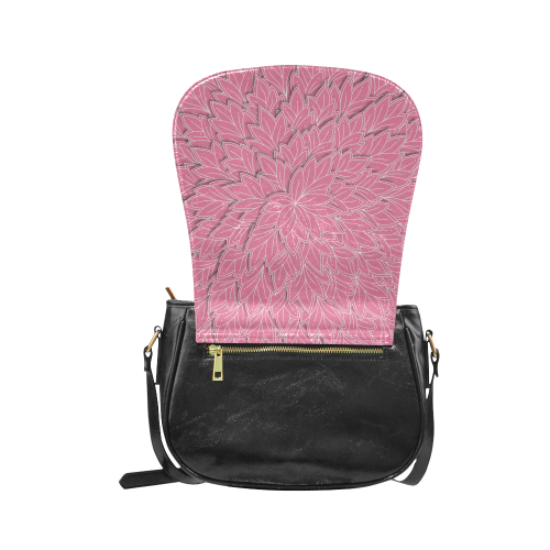 floating leaf pattern pink white Classic Saddle Bag/Small (Model 1648)