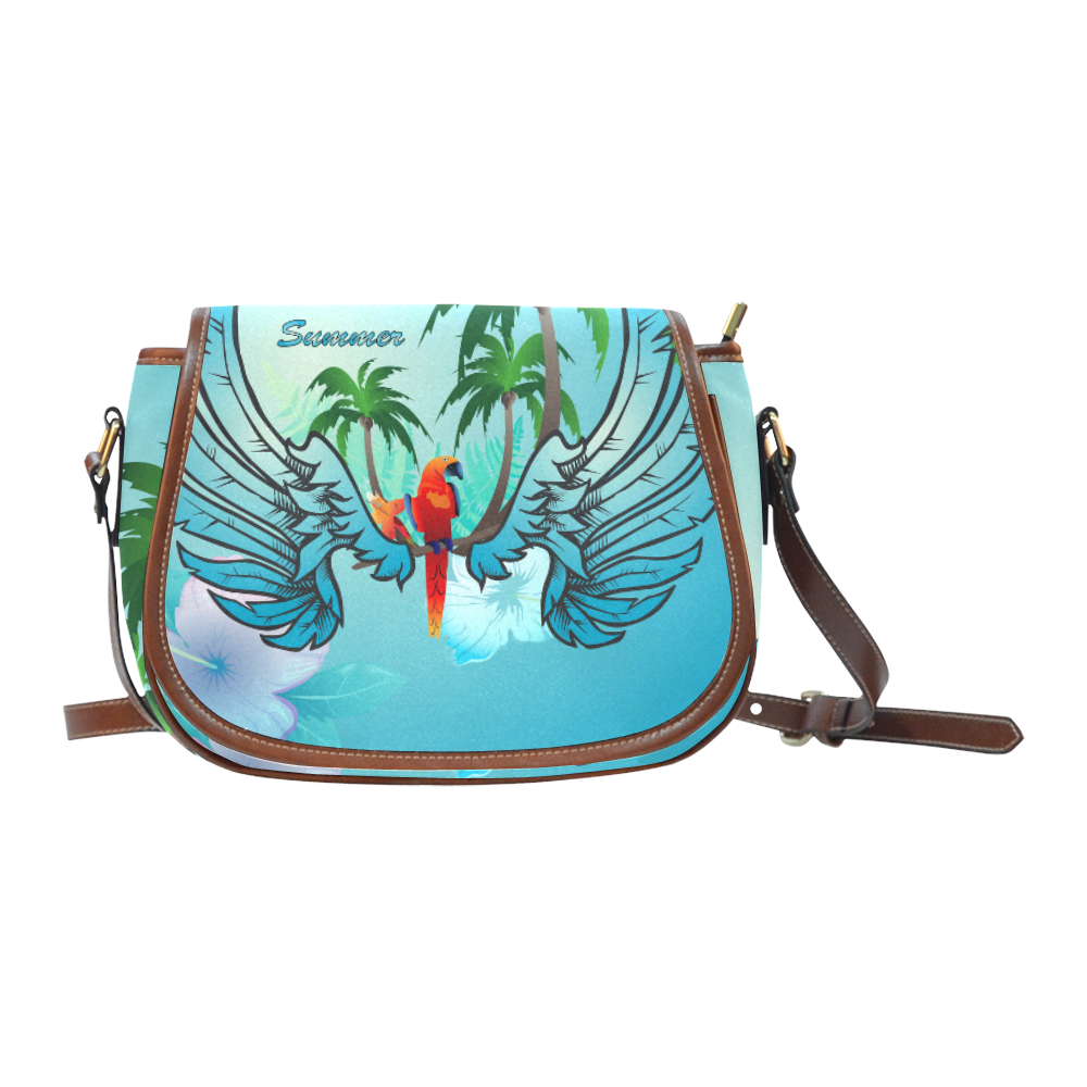 Summer, cute parrot Saddle Bag/Small (Model 1649) Full Customization