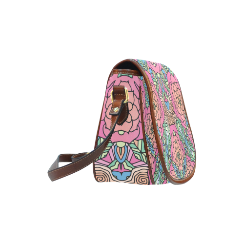 Mariager-Carnival colors-rose flowers Saddle Bag/Small (Model 1649) Full Customization