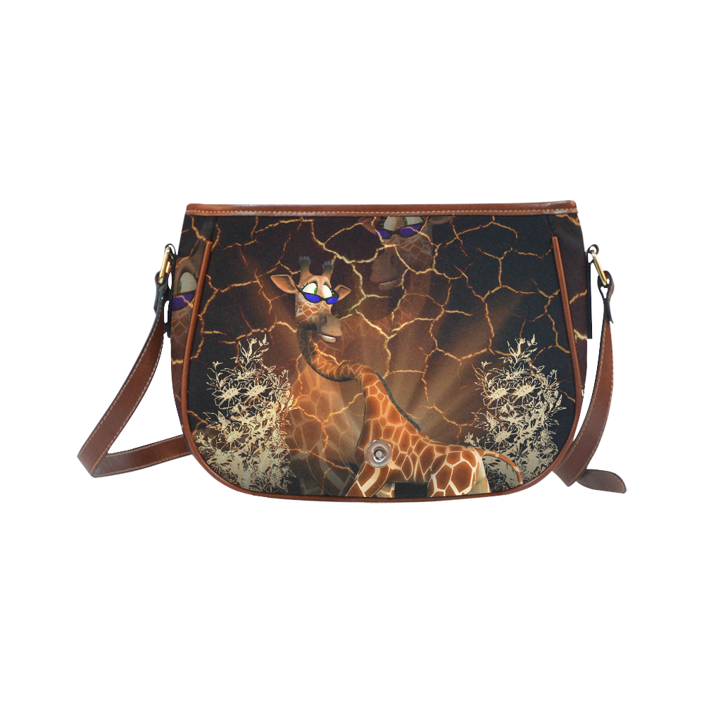Funny giraffe with sunglasses Saddle Bag/Small (Model 1649) Full Customization
