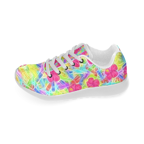 Pretty Pink Hawaiian Flowers Pattern Women’s Running Shoes (Model 020)
