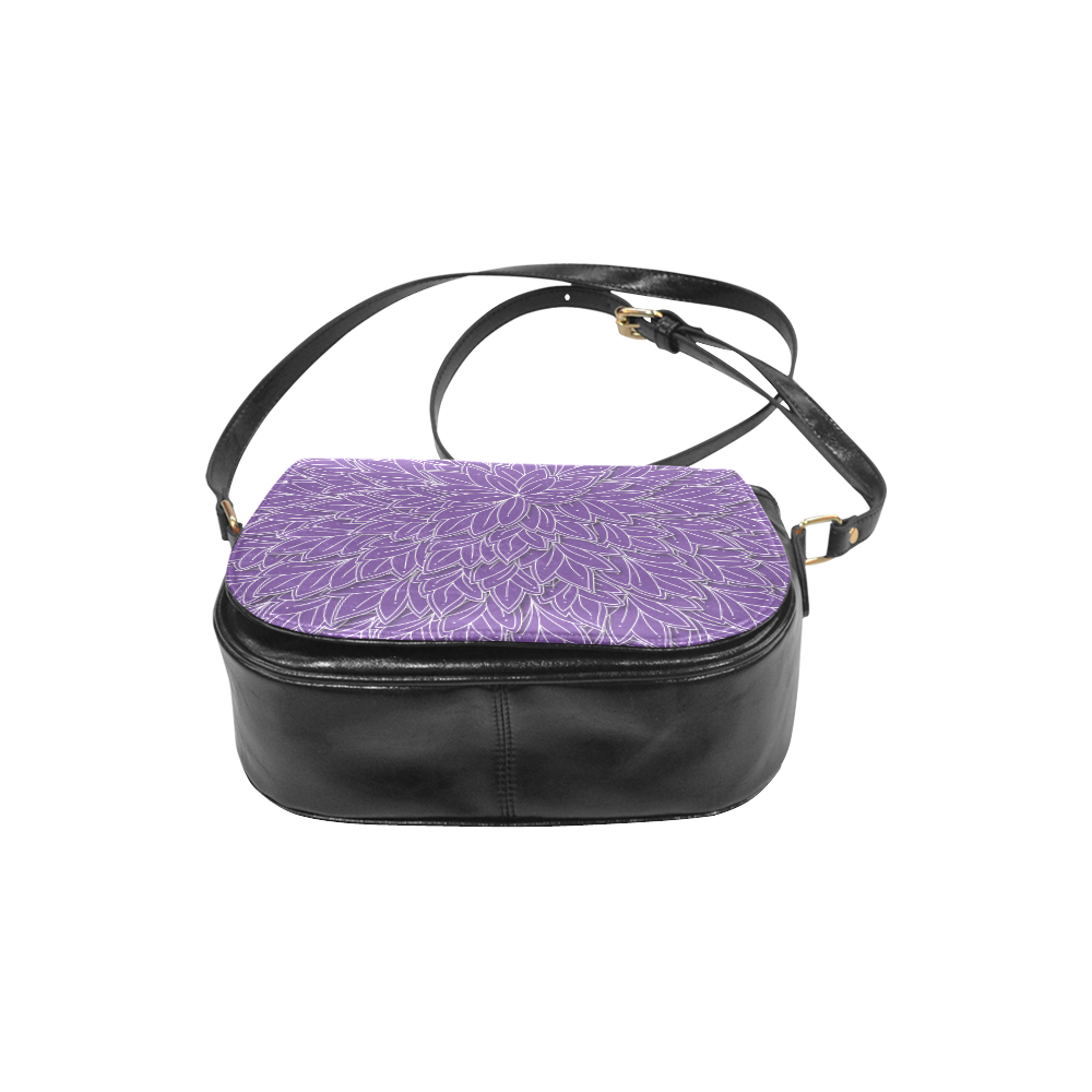 floating leaf pattern royal purple white Classic Saddle Bag/Large (Model 1648)