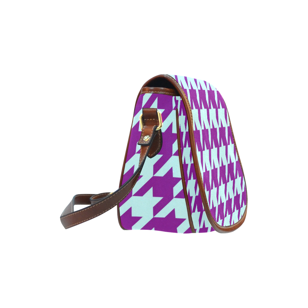 houndstooth 2 purple Saddle Bag/Small (Model 1649) Full Customization