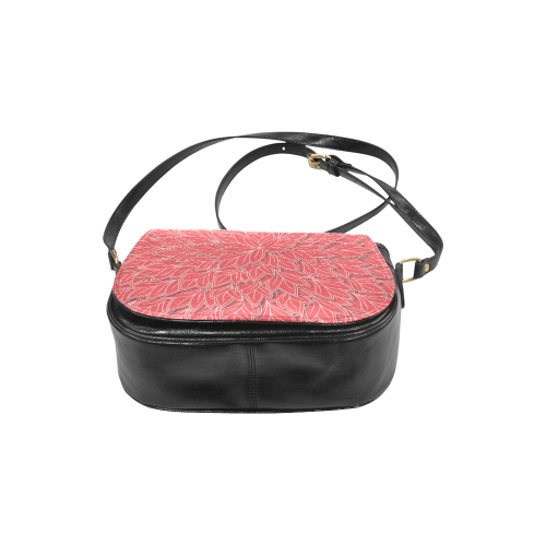 floating leaf pattern poppy red white Classic Saddle Bag/Small (Model 1648)