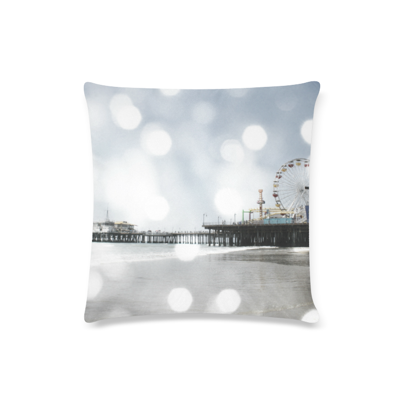 Sparkling Grey Santa Monica Pier Custom Zippered Pillow Case 16"x16"(Twin Sides)