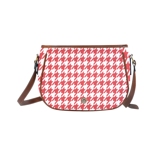 red and white houndstooth classic pattern Saddle Bag/Large (Model 1649)