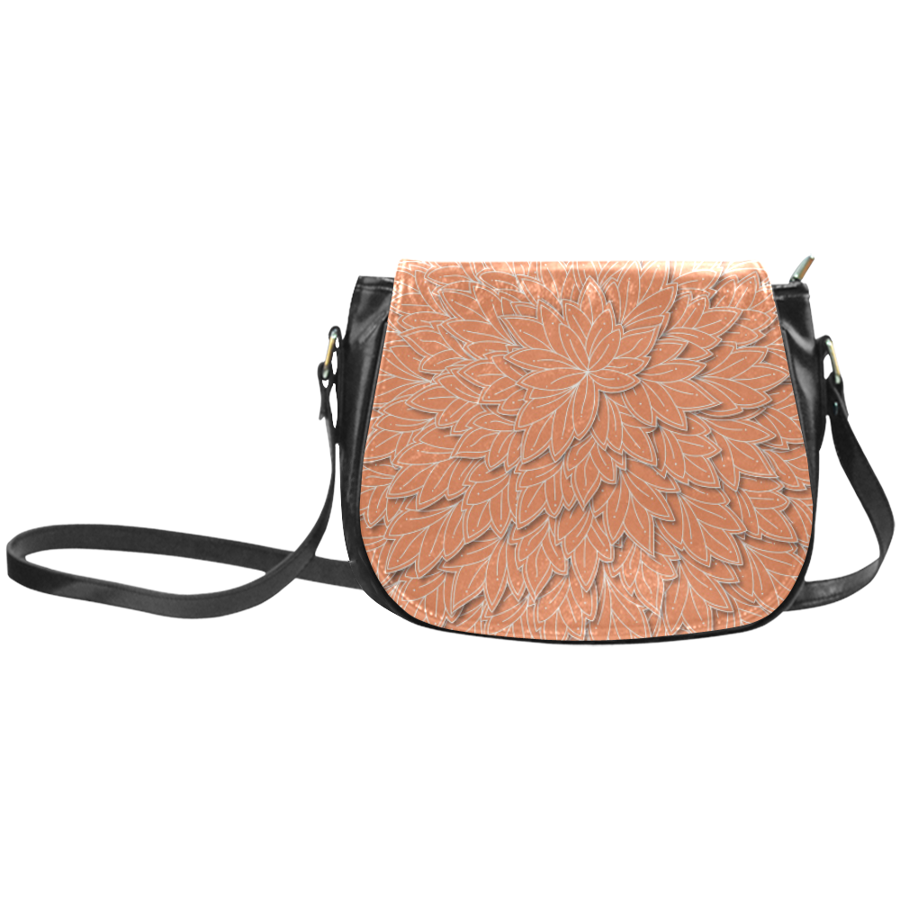 floating leaf pattern orange white Classic Saddle Bag/Large (Model 1648)