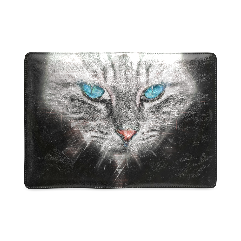 Silver Abstract Cat Face with blue Eyes Custom NoteBook A5