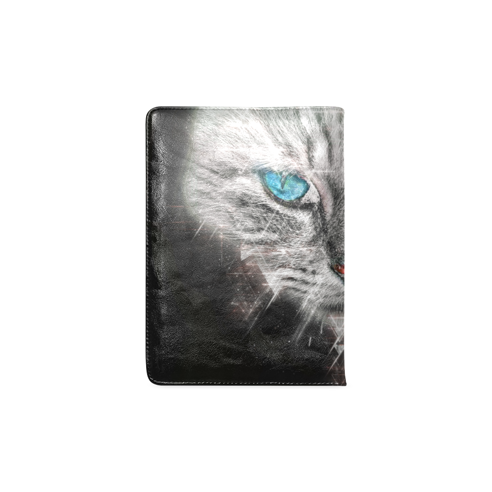 Silver Abstract Cat Face with blue Eyes Custom NoteBook A5