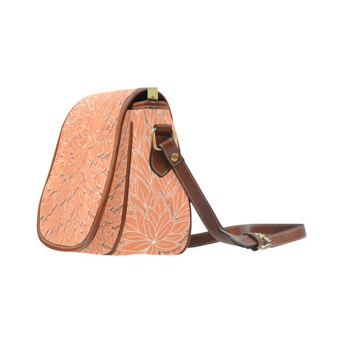 floating leaf pattern orange white Saddle Bag/Large (Model 1649)